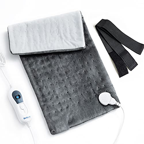 Bedsure Manta Electrica Lumbar Pequeña - Almohadilla Térmica Espalda de 3 Calentamiento Niveles, Esterilla Calor con Función de Apagado Automático, Gris, 30x60cm