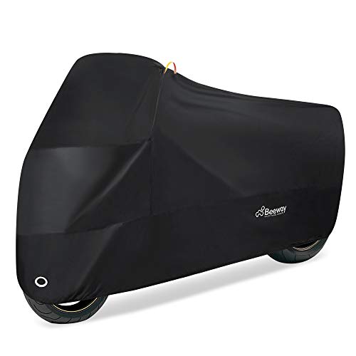 Beeway Funda para Moto, Cubierta de Motocicleta 190T UV Protectora Impermeable con Agujeros de Bloqueo - XXL