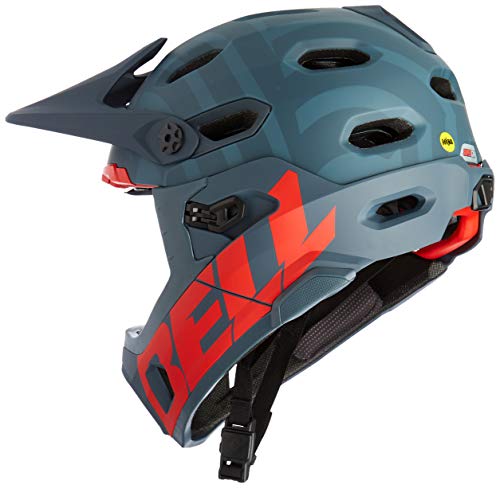 BELL Super Dh Casco, Hombre, Prime Matte Blue/Crimson, L