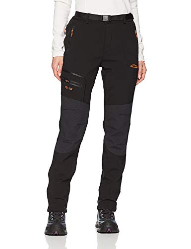 BenBoy Pantalones de Montaña Mujer Impermeables Invierno Calentar Pantalones Trekking Escalada Senderismo Softshell,KZ1812-Black-L