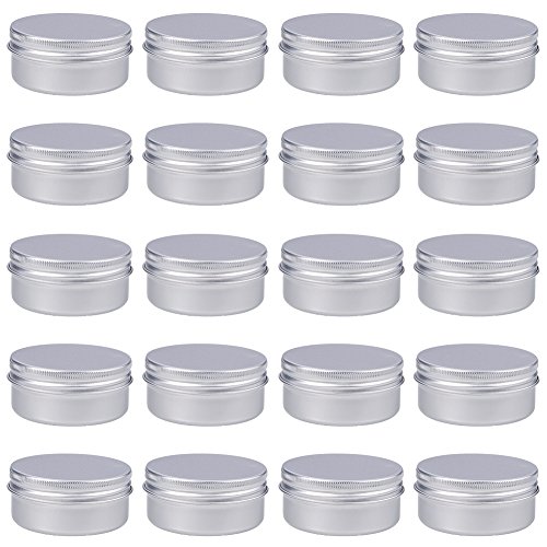 BENECREAT 20 Pack 50ml Lata de Aluminio Caja de Aluminio Redondas con Tapa de Rosca Contenedores Metálicos - Ideal para Almacenar Especias, Dulces, Té o Pastillas (Platino)