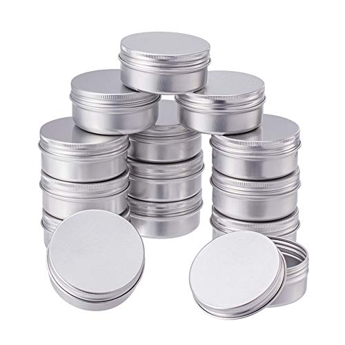 BENECREAT 20 Pack 50ml Lata de Aluminio Caja de Aluminio Redondas con Tapa de Rosca Contenedores Metálicos - Ideal para Almacenar Especias, Dulces, Té o Pastillas (Platino)