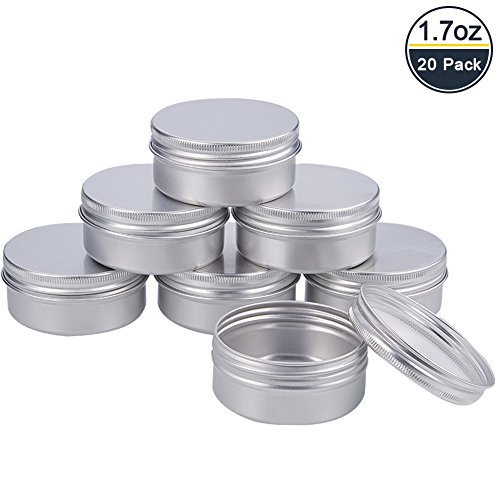 BENECREAT 20 Pack 50ml Lata de Aluminio Caja de Aluminio Redondas con Tapa de Rosca Contenedores Metálicos - Ideal para Almacenar Especias, Dulces, Té o Pastillas (Platino)
