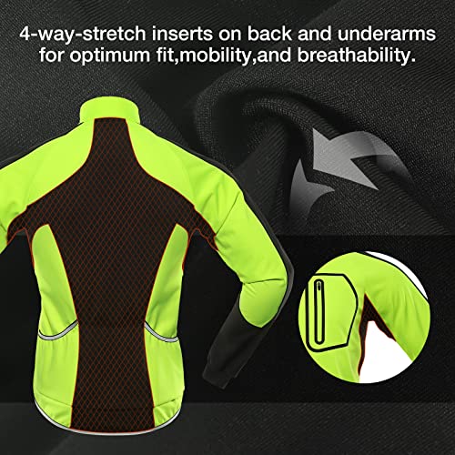 BERGRISAR Chaqueta Ciclismo Hombre Invierno Ropa Impermeable Polar Softshell Abrigo Hombre Chaqueta MTB de Motorista BG011, Verde , Medium