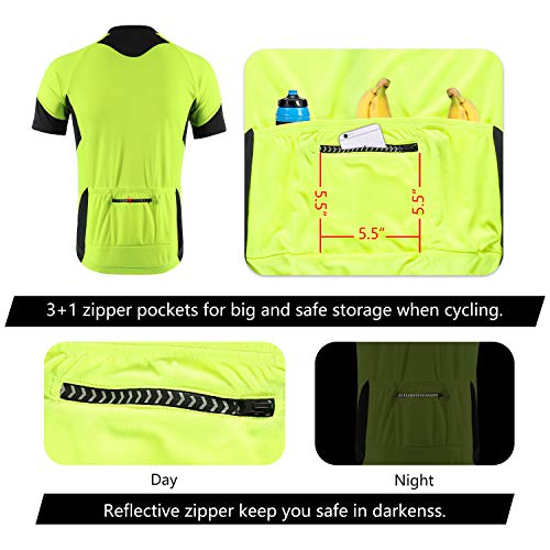 BERGRISAR Hombres Básicos Ciclismo Jerseys Manga Corta Bicicleta Bicicleta Camisa Bolsillos Cremallera, forro polar verde con licencia oficial de star wars silent one crew., Medium