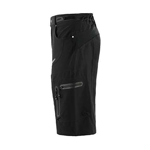 BERGRISAR - Pantalones cortos de ciclismo para hombre, ideales para MTB y bicicletas de montaña, bolsillos con cremallera (1806BG) - negro - Medium