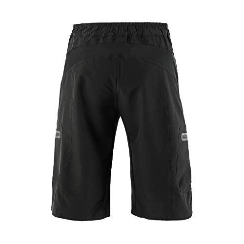 BERGRISAR - Pantalones cortos de ciclismo para hombre, ideales para MTB y bicicletas de montaña, bolsillos con cremallera (1806BG) - negro - Medium