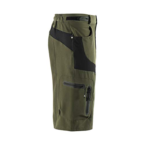 BERGRISAR - Pantalones cortos de ciclismo para hombre, ideales para MTB y bicicletas de montaña, bolsillos con cremallera (1806BG) - verde - Medium