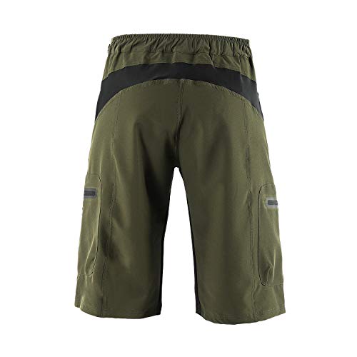 BERGRISAR - Pantalones cortos de ciclismo para hombre, ideales para MTB y bicicletas de montaña, bolsillos con cremallera (1806BG) - verde - Medium