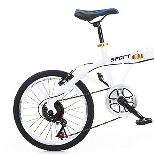 Berkalash Bicicleta plegable de 20 pulgadas, 7 velocidades, plegable, para hombre, mujer, niño, color blanco, doble freno en V