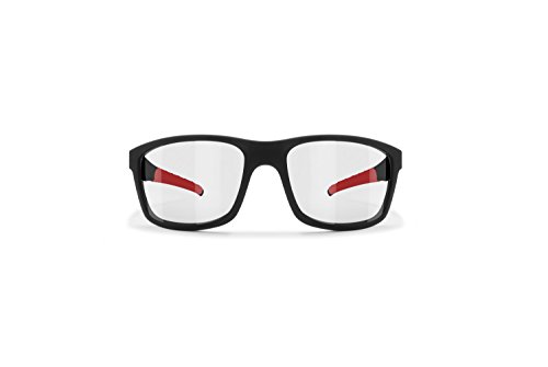 BERTONI Gafas Deportivas Fotocromaticas de Ciclismo Carrera Moto Running Esquí Envolventes a Prueba de Viento - Alien F Italy (Rojo/Carbono)