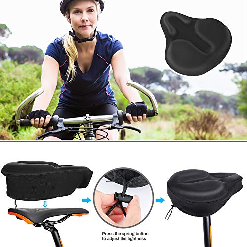 Bestcool Gel Sillin Bicicleta, Sillín Bicicleta Montaña Antideslizante Funda Sillin Bicicleta Estatica Espuma de Memoria Sillin Bici Cubre Sillin Bicicleta Gel para Hombres Mujeres