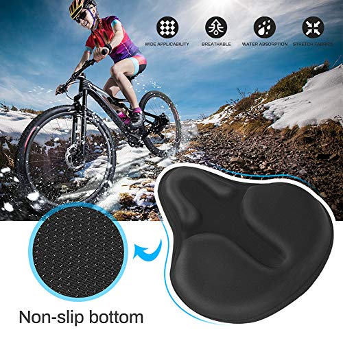 Bestcool Gel Sillin Bicicleta, Sillín Bicicleta Montaña Antideslizante Funda Sillin Bicicleta Estatica Espuma de Memoria Sillin Bici Cubre Sillin Bicicleta Gel para Hombres Mujeres