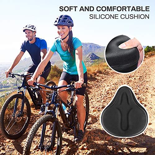 Bestcool Gel Sillin Bicicleta, Sillín Bicicleta Montaña Antideslizante Funda Sillin Bicicleta Estatica Espuma de Memoria Sillin Bici Cubre Sillin Bicicleta Gel para Hombres Mujeres