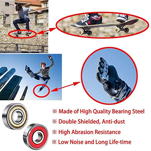 BESTZY 20 piezas Rodamientos rigidos a bolas Mini Bearing 608ZZ 608RS Scooter Scooter Monopatín en roll-rodamientos de bolas Rodamientos