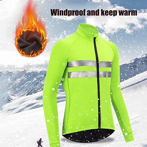 Beylore Maillot Ciclismo Hombre Invierno Manga Larga Maillots Bici Hombre MTB Térmico Impermeable Reflectante Transpirable Ropa Ciclismo con Cremallera Completa y 3 Bolsillos Traseros,Azul,M