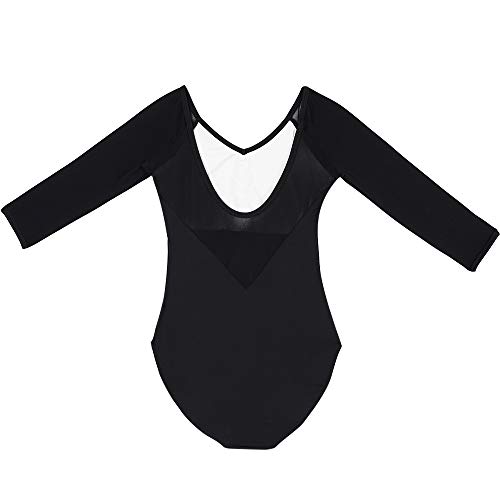 Bezioner Maillot de Danza Gimnasia Leotardo Clásico Ballet Vestido para Niñas Mujer Negro,L=155-160 cm