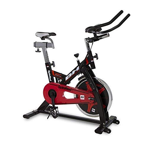 BH Spinred H9132 - Bicicleta estática (22 kg, con volante, transmisión por cadena), color negro y rojo