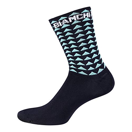 Bianchi Milano BOLCA - Calcetines de ciclismo talla S/M (36/41), color 4319 (negro con triángulos blancos azules claros)