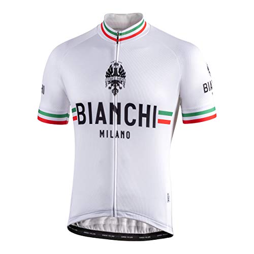 Bianchi Milano Isalle Camiseta de Manga Corta, Hombre, Blanco, Extra-Large