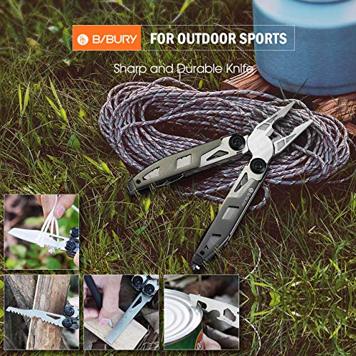 Bibury Multiherramienta de Alicates, 18 en 1 Multitools, Herramienta multiusos de diseño con mango de titanio,Multi Tool Ideal para la supervivencia en el exterior, Camping, Hogar, Reparación