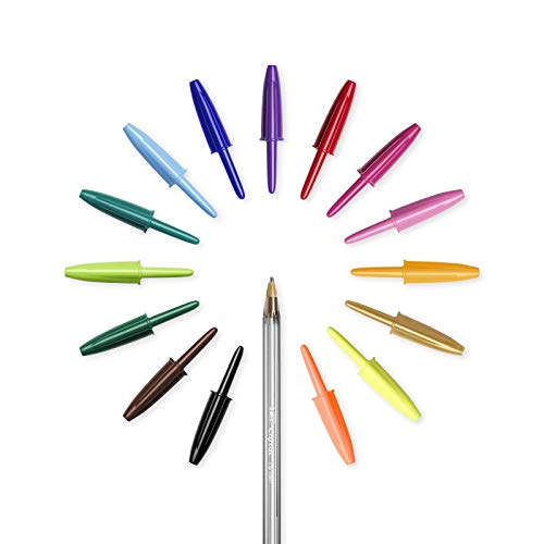 BIC Cristal Multicolour Bolígrafos Punta Ancha (1,6 mm) – Colores Surtidos, Bolsa de 20+7 Unidades, ideal para dibujos y anotaciones