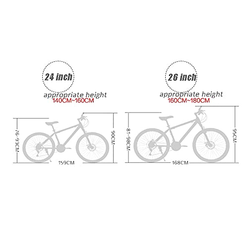 Bicicleta, bicicleta de montaña, bicicleta con freno de disco doble de 24 velocidades, con marco de aleación de aluminio, para hombres o mujeres, no es fácil de deformar, fácil de instalar/B /