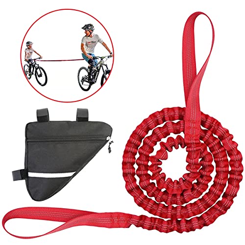 Bicicleta Cuerda de Remolque para Niños, Cuerda Remolque Elástica para MTB, Niños Bicicleta Montaña Bungee Cord Accesorio para Tirar con El Marco del Bolso del Triángulo Negro