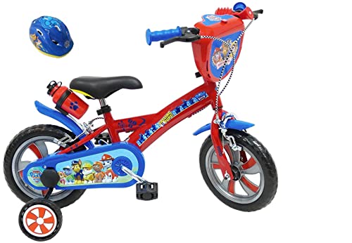 Bicicleta de Bicicleta de 12 Pulgadas, con 2 Frenos PB+BIDON AR + Casco Infantil, Multicolor