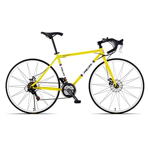 Bicicleta De Bicicleta De Carretera para Hombres 68 Cm Bicicleta De Marco para Adultos Bicicleta Bicicleta Bicicleta Dual Disco Freno Bicicleta Bicicleta para Hombre, 21 Velocidad(Color:Amarillo)