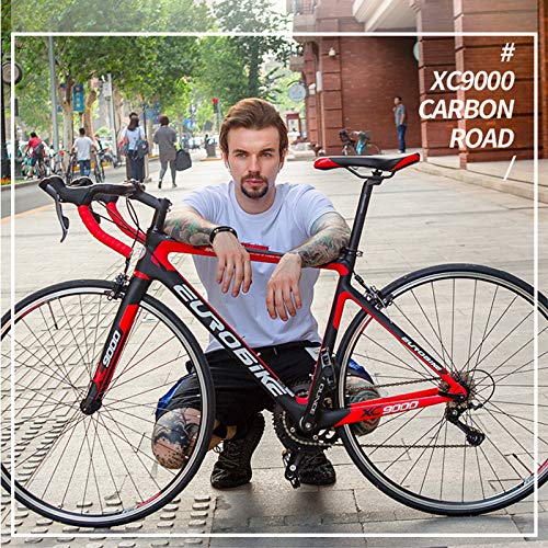 Bicicleta de Carretera de Carbono, Ciclismo Ultraligero de 16 Velocidades, Ruedas 700C con Cambio De Freno De Disco Doble Bicicleta De Carretera, para Entusiastas del Ciclismo