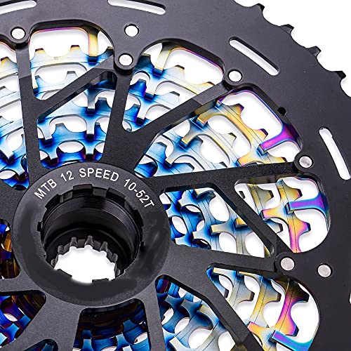 Bicicleta De Montaña 12 Velocidades 10-50T Cassette Ultraligero Rainbow MTB 12S Piñón Libre para XD Hub Eagle Gx (Color : Rainbow, Size : 12S 10-52T ULT)