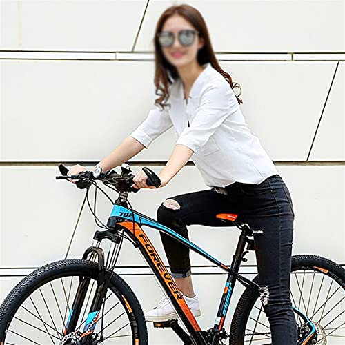 Bicicleta De Montaña 27 Velocidad Con Marco De Acero De Alto Carbono, Ruedas De 27.5 Pulgadas, Freno De Doble Disco, Bicicletas Antideslizantes De Suspensión Delante(Size:27 speeds,Color:negro + azul)