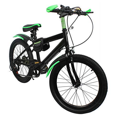 Bicicleta de montaña de 20 pulgadas, para niños, de ciudad, con freno de doble disco, para deportes al aire libre, color verde
