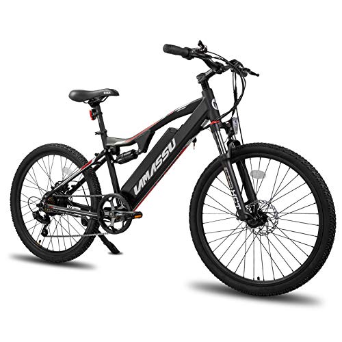 Bicicleta de montaña eléctrica de 26 pulgadas con cambio Shimano de 7 marchas, batería de 10,4 Ah, motor trasero de 250 W y set de iluminación.