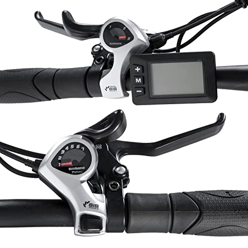 Bicicleta de montaña eléctrica Rockshark de 26 pulgadas para hombre y mujer, bicicleta de montaña eléctrica con Shimano de 21 velocidades y batería de litio de 36 V y 10,4 Ah