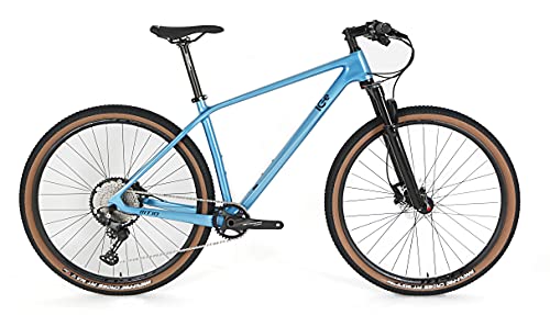 Bicicleta de montaña ICe MT10 Cuadro de Fibra de Carbono, Rueda 29', monoplato, 12V (Azul, 19')