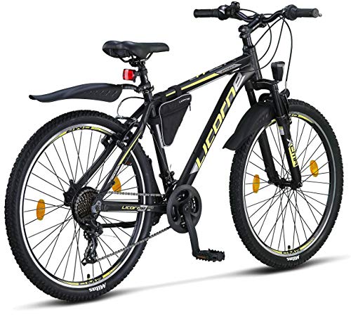 Bicicleta de montaña Licorne Bike Effect de 26 pulgadas, adecuada a partir de 150 cm, cambio de 21 velocidades, suspensión de horquilla, bicicleta para niños y hombre