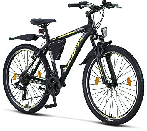 Bicicleta de montaña Licorne Bike Effect de 26 pulgadas, adecuada a partir de 150 cm, cambio de 21 velocidades, suspensión de horquilla, bicicleta para niños y hombre