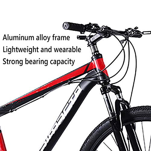 Bicicleta de montaña para hombre de 29 pulgadas, bicicleta de carretera, velocidad 21/24/27, luz de velocidad, cuadro de aluminio, acelerado, color rojo, 27 velocidades