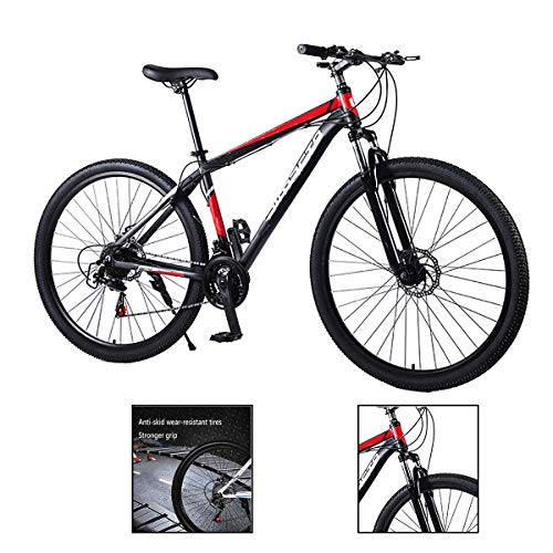 Bicicleta de montaña para hombre de 29 pulgadas, bicicleta de carretera, velocidad 21/24/27, luz de velocidad, cuadro de aluminio, acelerado, color rojo, 27 velocidades