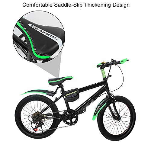 Bicicleta de montaña para niños y jóvenes, con doble freno de disco, verde, 20 pulgadas, 6 velocidades