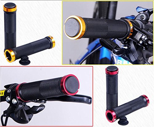 Bicicleta de montaña puños Lock on de bicicleta manillar agarre también para BMX Floding bicicleta, doble bloqueo, para el diámetro de 20 – 22 mm manillar, negro