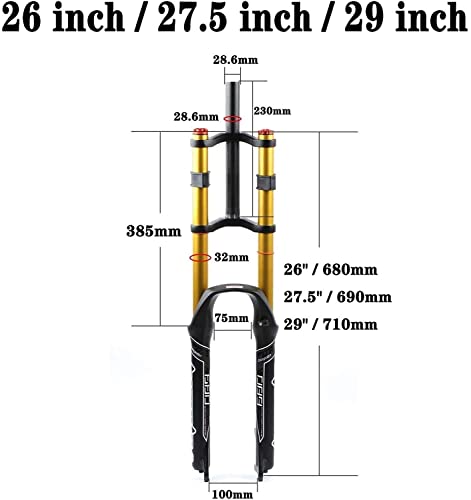 Bicicleta de montaña Tenedor de suspensión 26 / 27.5 / 29 pulgadas, Viaje 130 mm Doble hombro Doble Rappel Rappelling Amortiguador Amortiguador Accesorios de montaje de bicicletas ( Color : 29 inch )