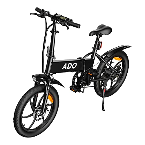 Bicicleta eléctrica ADO A20 250W Mujeres Hombres Bicicleta eléctrica Plegable/Bicicleta eléctrica de Ciudad con batería de Iones de Litio Desmontable de 36V 10.4Ah, 25 km/h (Negro, 20)