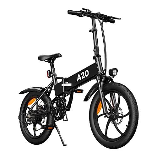 Bicicleta eléctrica ADO A20 250W Mujeres Hombres Bicicleta eléctrica Plegable/Bicicleta eléctrica de Ciudad con batería de Iones de Litio Desmontable de 36V 10.4Ah, 25 km/h (Negro, 20)