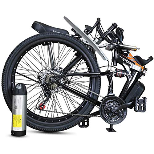 Bicicleta eléctrica, Bici de montaña plegable eléctrica, 26 * 4Inch Fat Tire 7 velocidades Ebikes para adultos con Híbrido luz delantera LED de doble freno de disco de la bicicleta de 36V / 8AH,Negro