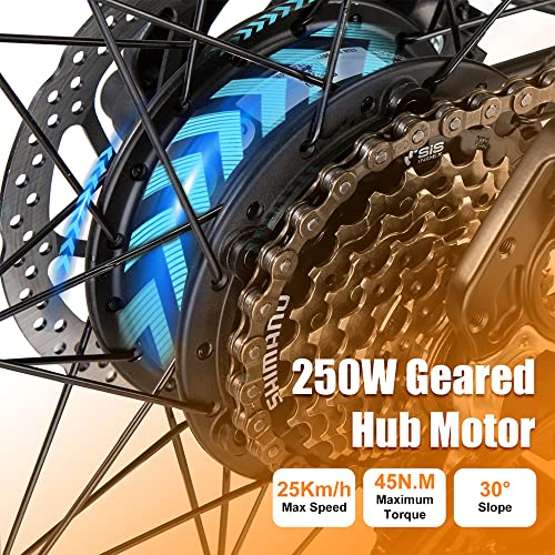 Bicicleta Eléctrica E-MTB 27.5", 250W Motor | Shimano 7vel | Sistema de Freno Doble, Batería Litio 36V 10.4Ah. EU Stock (Naranja)