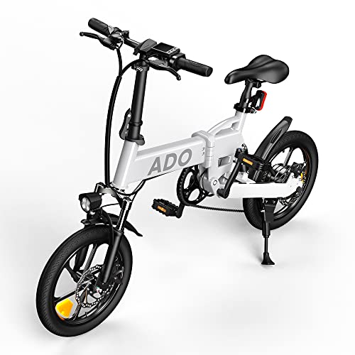 Bicicleta eléctrica Plegable ADO A16, Bicicleta eléctrica para Ciudad de 250 W, con Batería Extraíble de 36 V / 7,8 Ah, Caja de Cambios Shimano de 7 Velocidades, Velocidad Máxima de 25 km/h