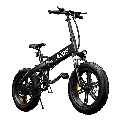 Bicicleta eléctrica Plegable ADO A20F para Hombres y Mujeres, Bicicleta eléctrica para Ciudad de 250 W, con batería extraíble de 36 V y 10,4 Ah, 25 km/h, 7 Velocidades Shimano (Negro, 20F)